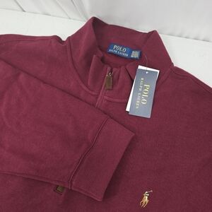 NWT Polo Ralph Lauren 1/4 Zip Ribbed Sweater Maroon Red Big And Tall Size 4XB.